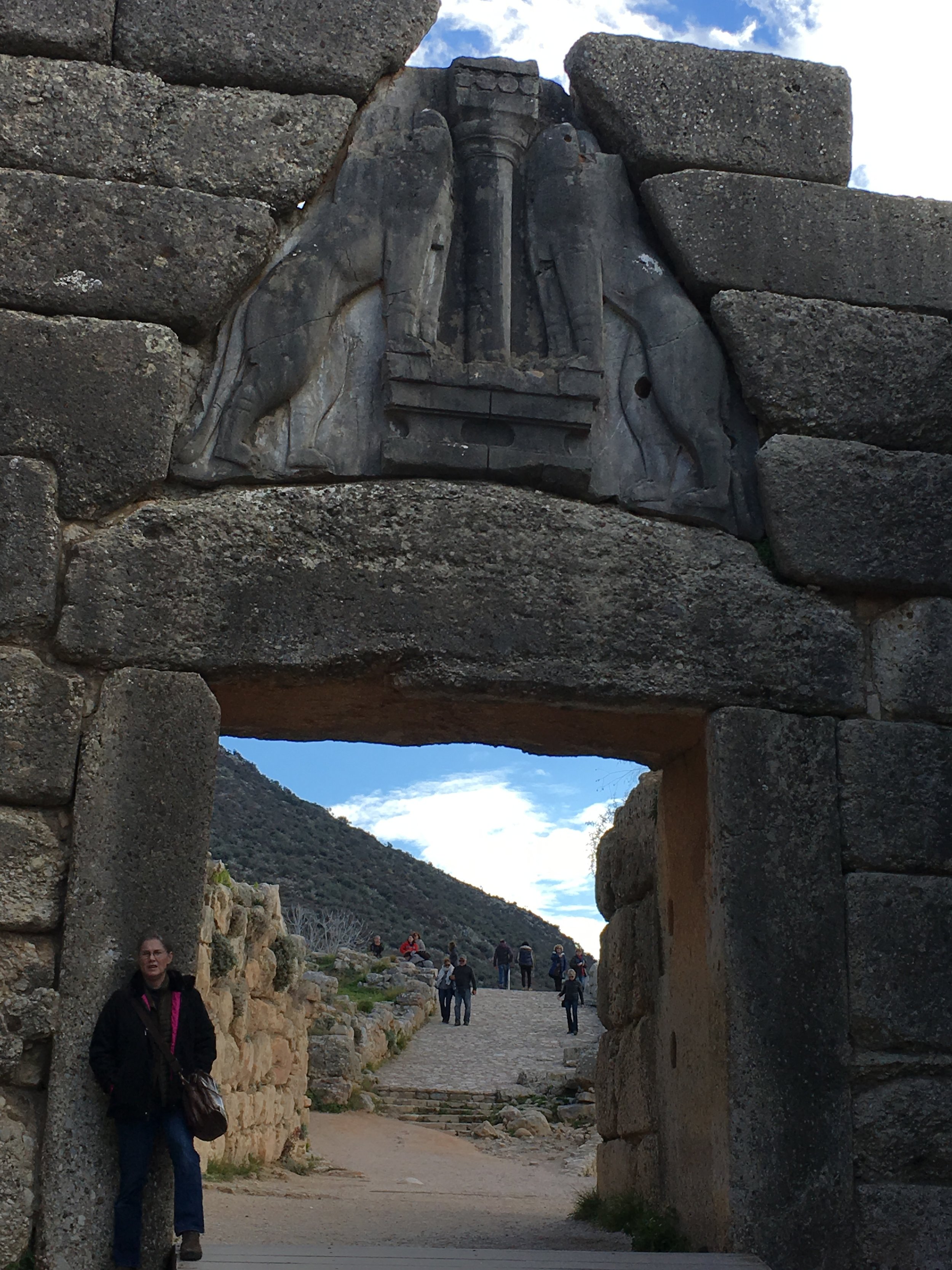 Laura at the Lion Gate—the main entrance of the Bronze Age citadel of Mycenae.