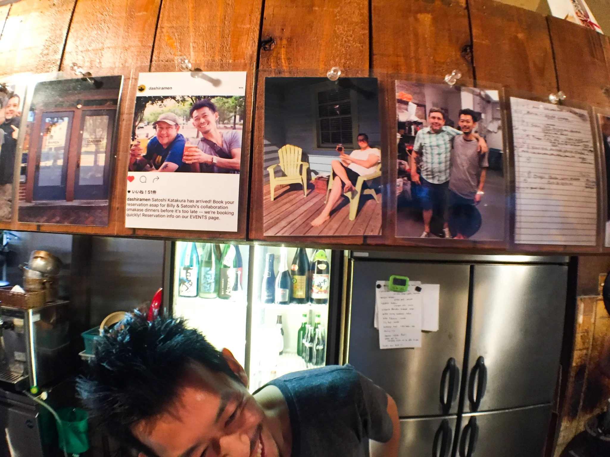 Pictures of his 2016 trip to Durham line the walls at Satoshi's Hiro izakaya