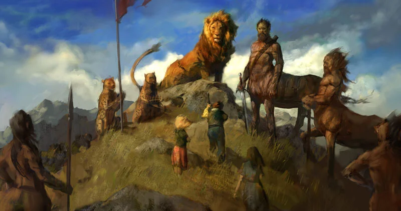 Aslan and His Camp gathering near the Stone Table in preparation for war with the Witch