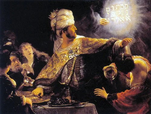 The Finger of God executing judgment on King Nebuchadnezzar's grandson, Belshazzar. That night, Darius of the Medes invaded and overthrew the city.