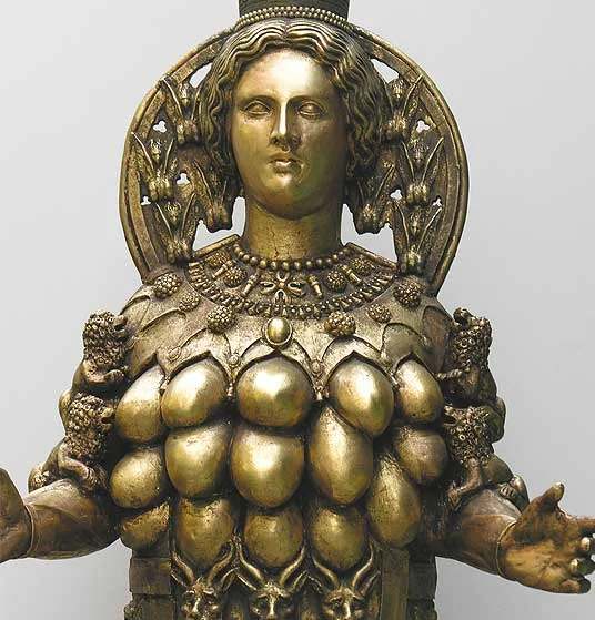 Here is a rendering of the Queen of Heaven in a mockery of God Almighty, El Shaddai, the Many-Breasted One. 