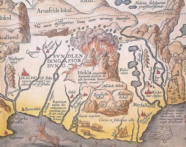Detail of map of Iceland by Abraham Ortelius