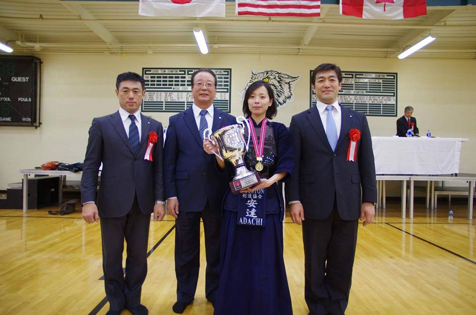  Makiko Adachi Sensei - 1st place in women's division - The 18th Annual Detroit Open Kendo Tournament. &nbsp;Photo with Naoki Eiga Sensei, &nbsp;Yoshiteru Tagawa Sensei and Hideyuki Eiga Sensei 