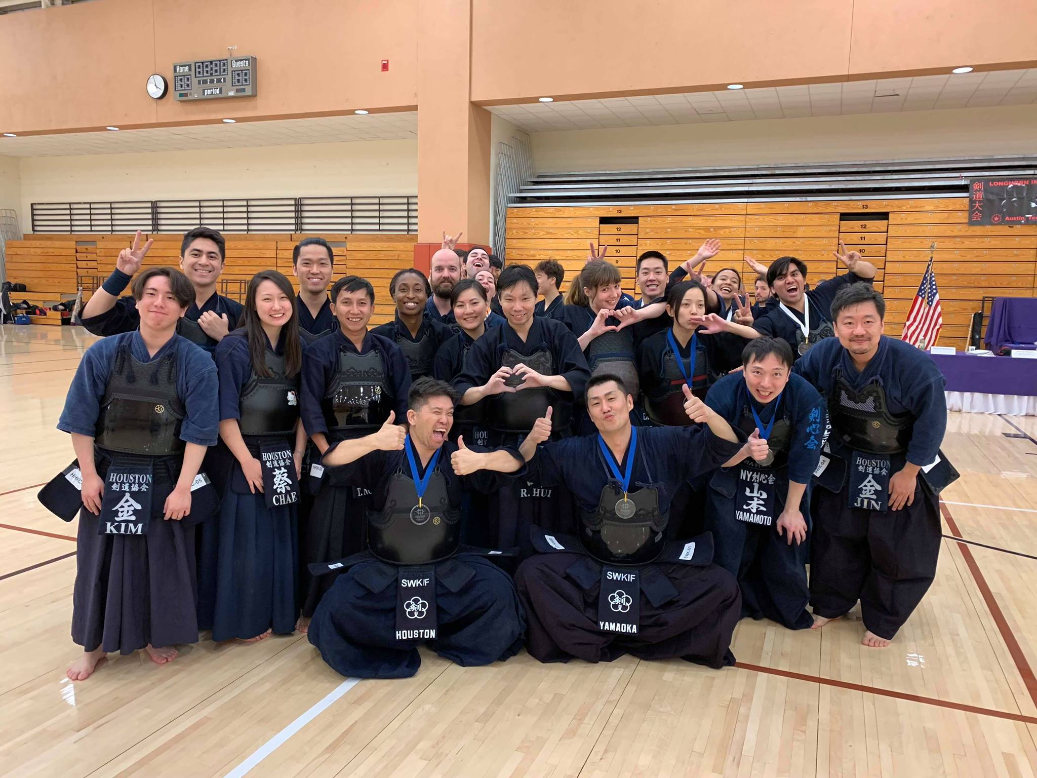 SWKIF team with Houston Sensei and Adachi Sensei took 1st place at the 2018 Austin Team Taikai.