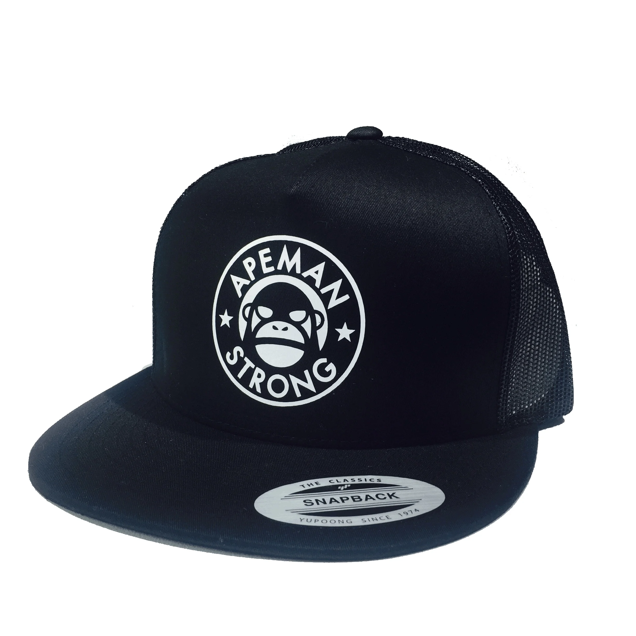 black on black trucker hat