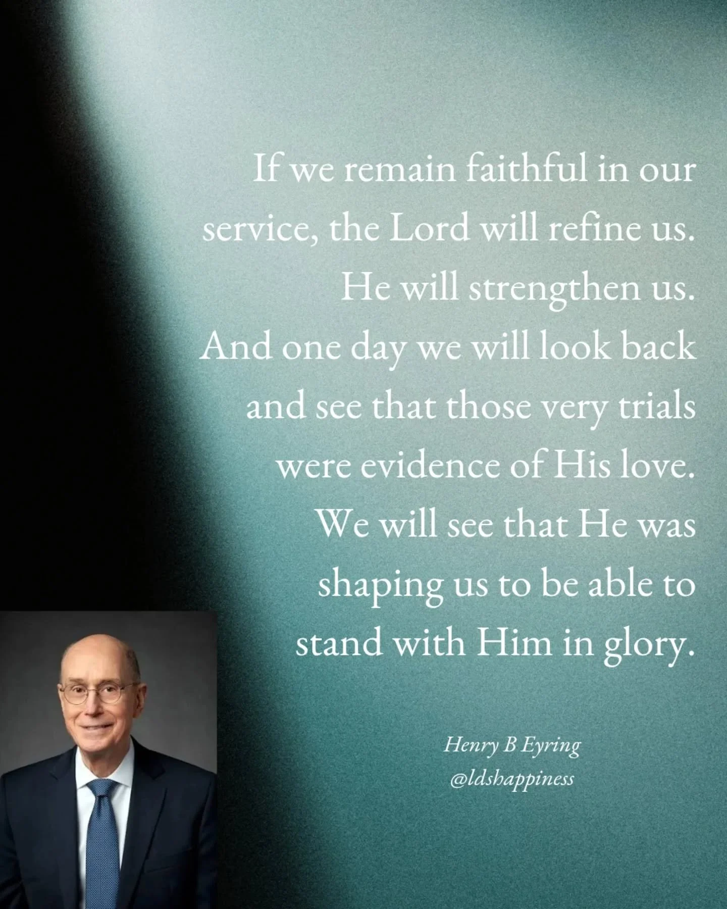 Studying President Eyring's latest talk reminded me that trials have purpose. No suffering is ever wasted. We are becoming the people we need to be, that God needs us to be. 

God sees our true potential, the divinity within us, and our glorious futu