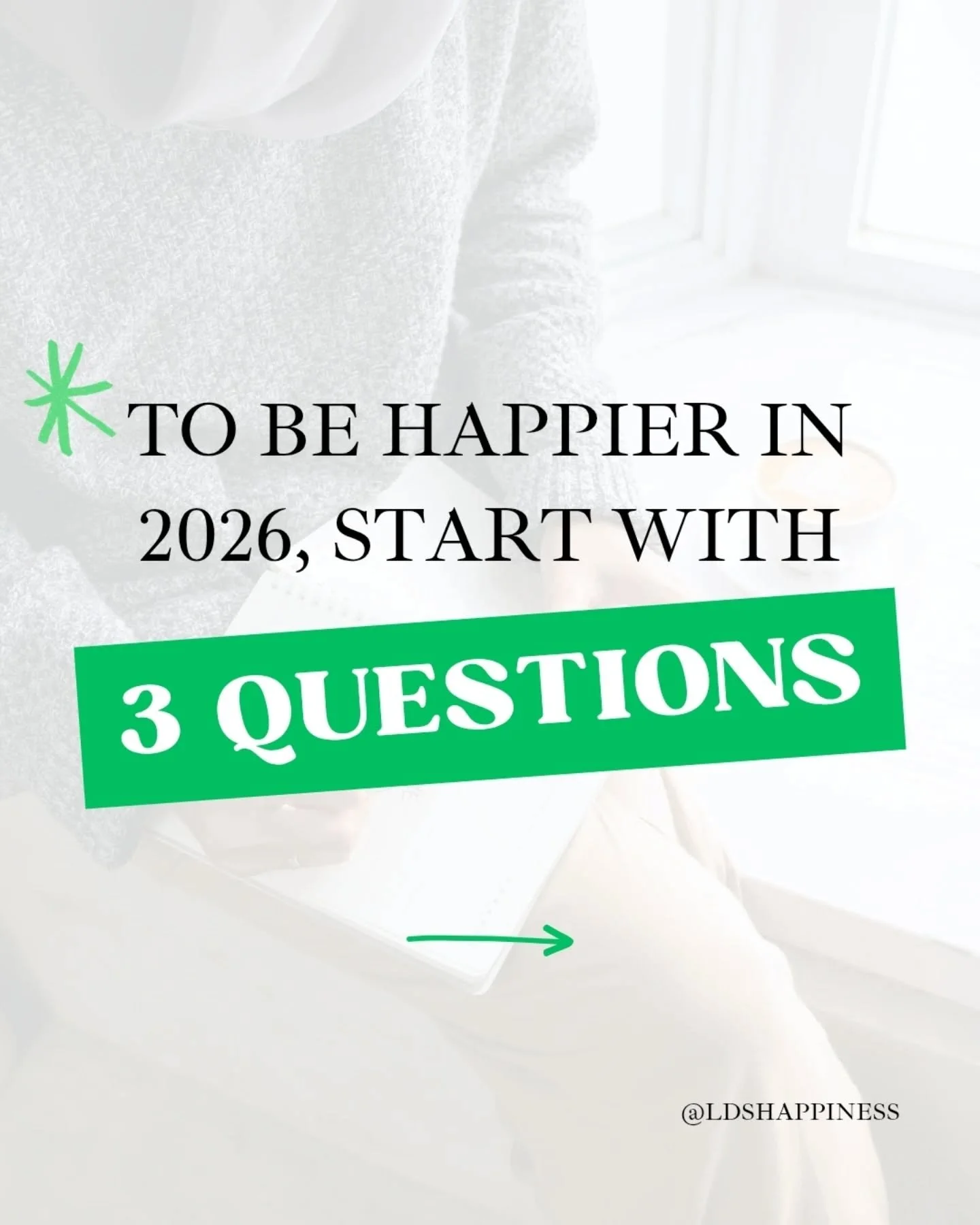 Swipe for the secret to happiness ✨ If you want a happier year, here is a good place to start!
What matters most?
What can I let go of this year?
How can I grow this year?

Remember to find happiness, follow Jesus Christ 💕

#newyears #resolutions #l