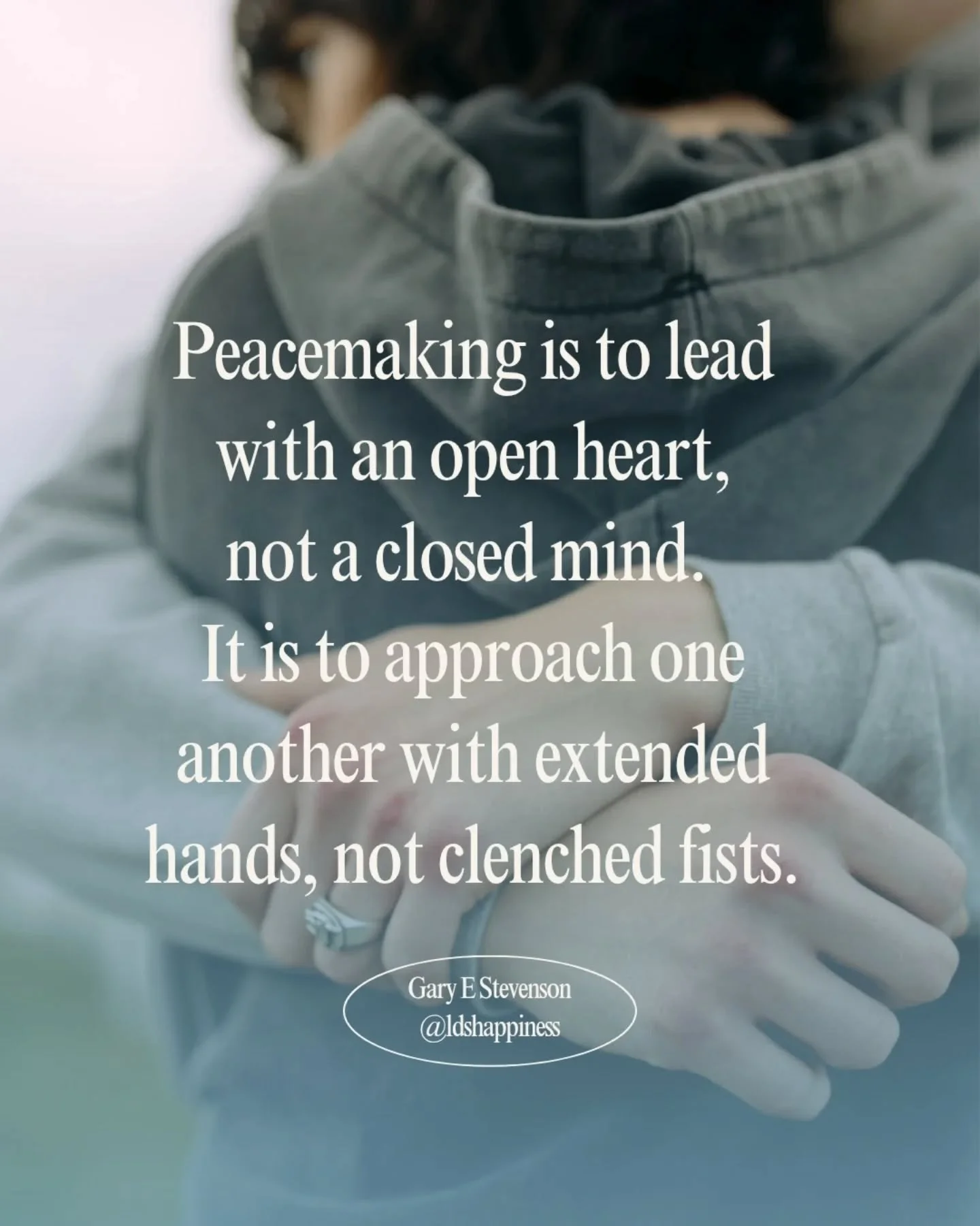 Jesus taught, "Blessed are the peacemakers: for they shall be called the children of God." In a world of hate and violence, choose to make peace. 

#peacemaker #peaceinchrist #ldshappiness #ldsquotes #churchofjesuschristoflatterdaysaints