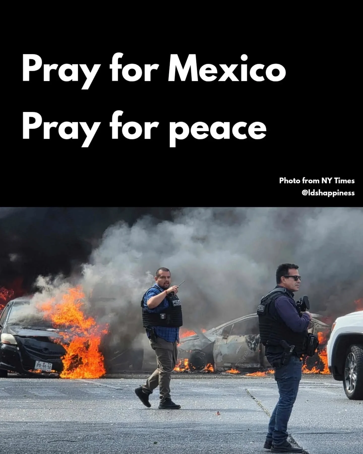 Violence erupted in Mexico this week following the killing of a cartel leader, the NY Times reports. As a result, the Mexico Area presidency of The Church of Jesus Christ of Latter-day Saints sent a message inviting all to pray and fast for peace and