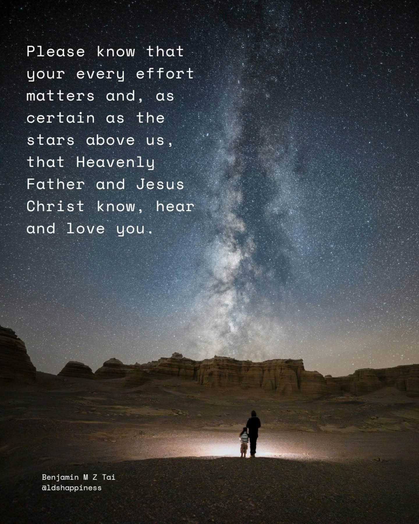 Looking at the stars reminds me of God's love. As President Uchtdorf taught, "This is a paradox of man: compared to God, man is nothing; yet we are everything to God. 

"While against the backdrop of infinite creation we may appear to be no
