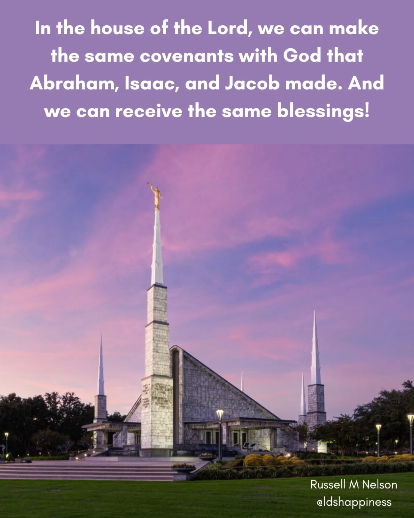 Studying the Old Testament this year has given me new appreciation for the temple and the covenants we make with God. The experiences of Abraham, Isaac, Jacob, and other prophets reach us the importance of covenants and their power in our lives.

Pre
