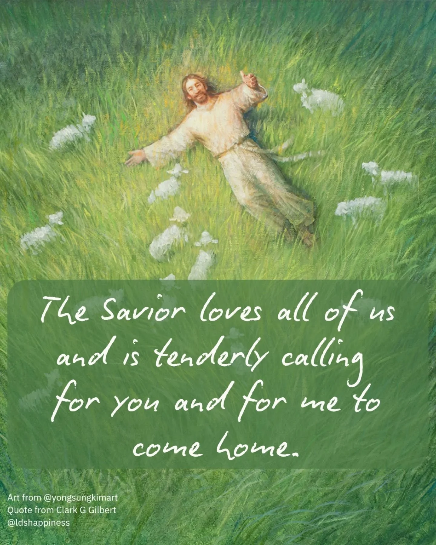 This artwork from @yongsungkimart beautifully illustrates Elder @clarkg.gilbert 's message about coming home to the Savior Jesus Christ 💕

#generalconference #comeuntochrist #jesuslovesyou #ldshappiness #ldsquotes