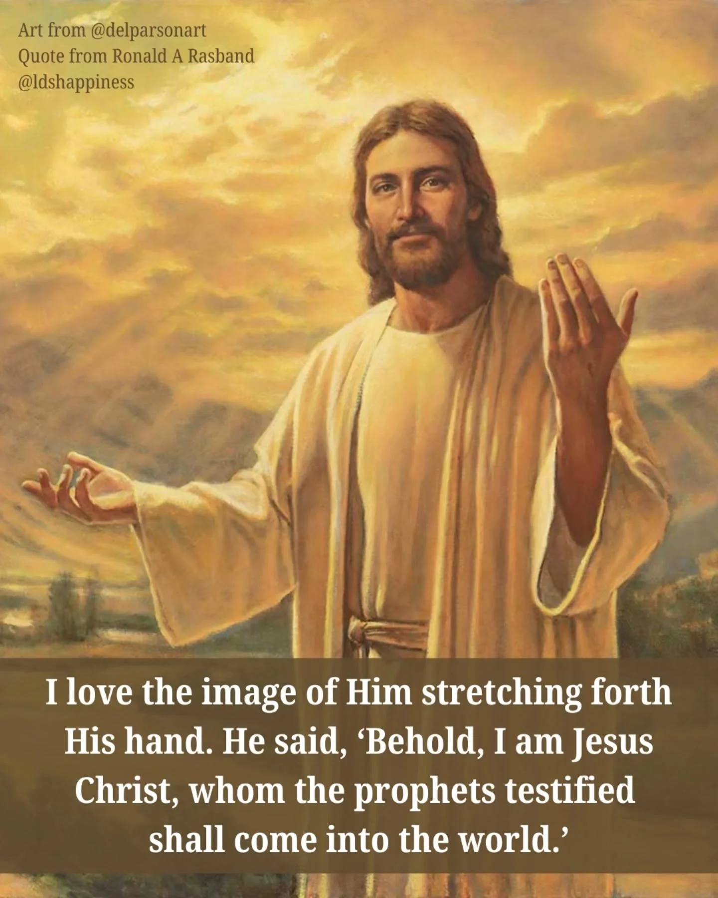 When Elder Rasband spoke at Conference, all I could see was this painting from  @delparsonart of the Savior 💕 Jesus is always reaching out to you, waiting for you to welcome you into His arms 😇 

#jesuslovesyou #comeuntochrist #generalconference #l