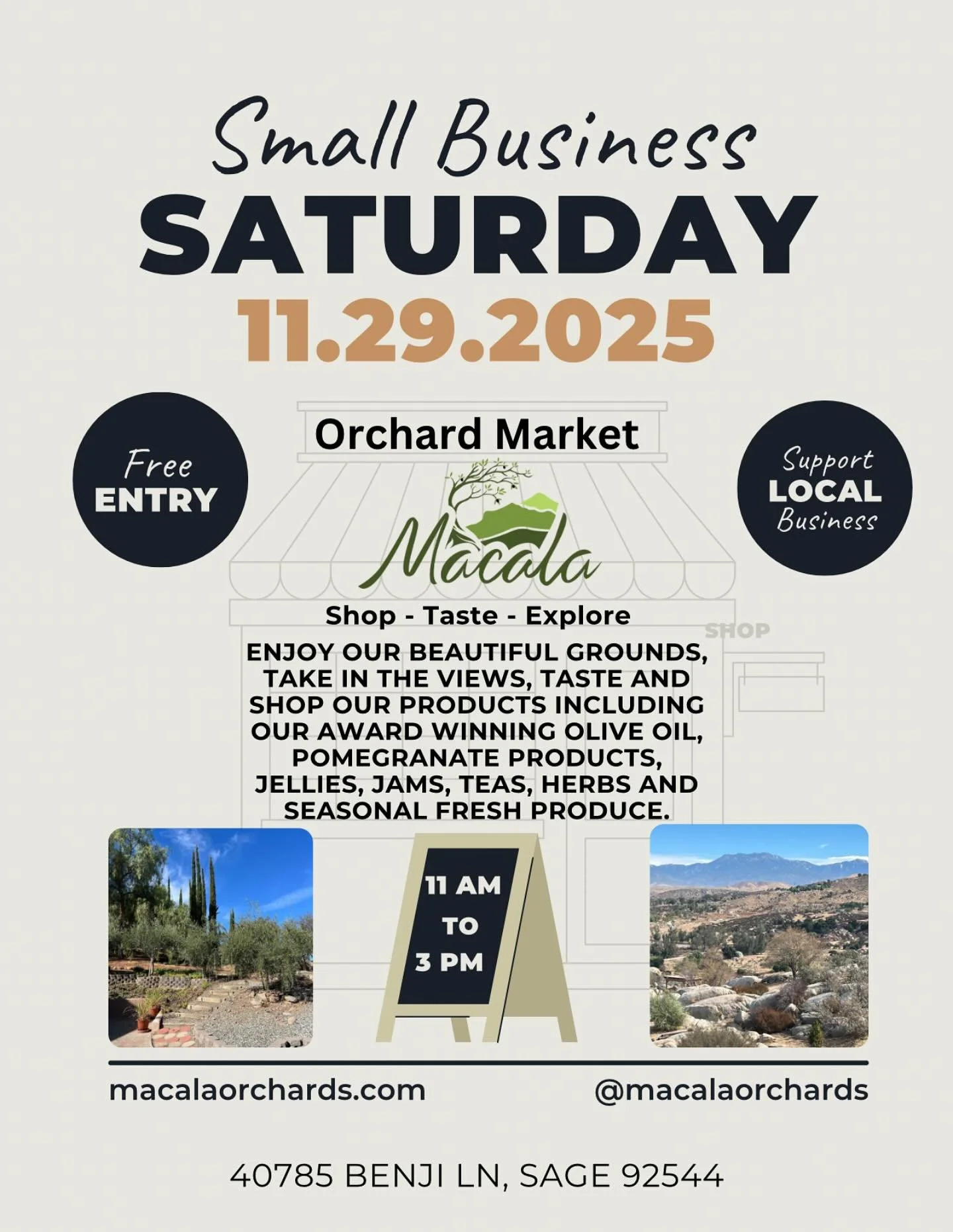 Mark you calendars for our Annual Small Business Saturday Market! 11/29 from 11 am to 3 pm. This is a great day trip up to our beautiful property as well as a way to buy unique gifts from us (a local grower)! As always, we look forward to connecting