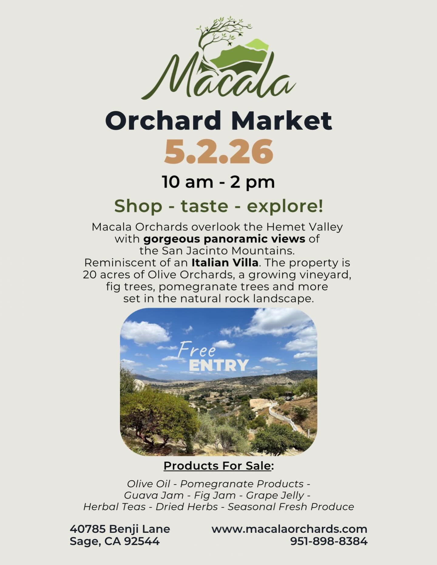 Mark your calendars and come up for a beautiful day at Villa Macala and also get some Mother&rsquo;s Day shopping done while you are with us!