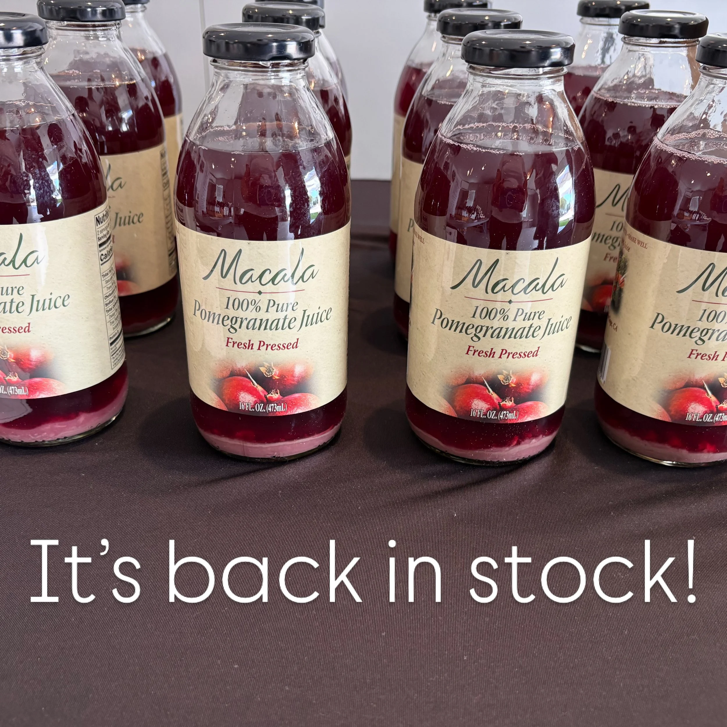 We are so happy to announce our pomegranate juice is back in stock! You can purchase using the link in our bio! *Don&rsquo;t forget we offer free local delivery! Send us a message if you need more info.