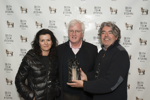  Deirdre O'Kane&nbsp;and&nbsp; Stephen Bradley receive the Special Jury Prize from Steve Greeley (Director of the American Ireland Fund, New England)  