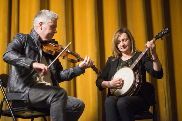   Tommy McCarthy &amp; Louise play some tunes for the audience after Handing Down the Tunes.  