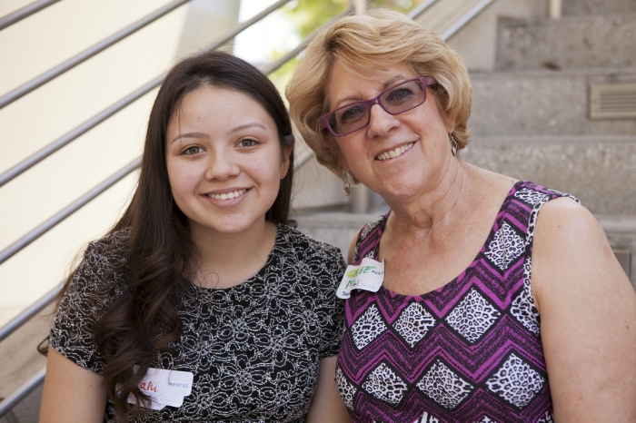 SARAHI WITH HER WRITEGIRL MENTOR MARILEE STEFENHAGEN.