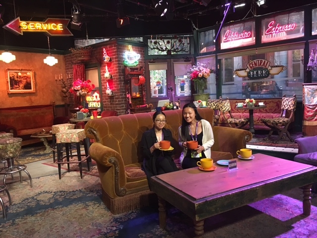 WriteGirls on the Central Perk cafe set of the TV show "Friends," which filmed on the Warner Bros. lot. 