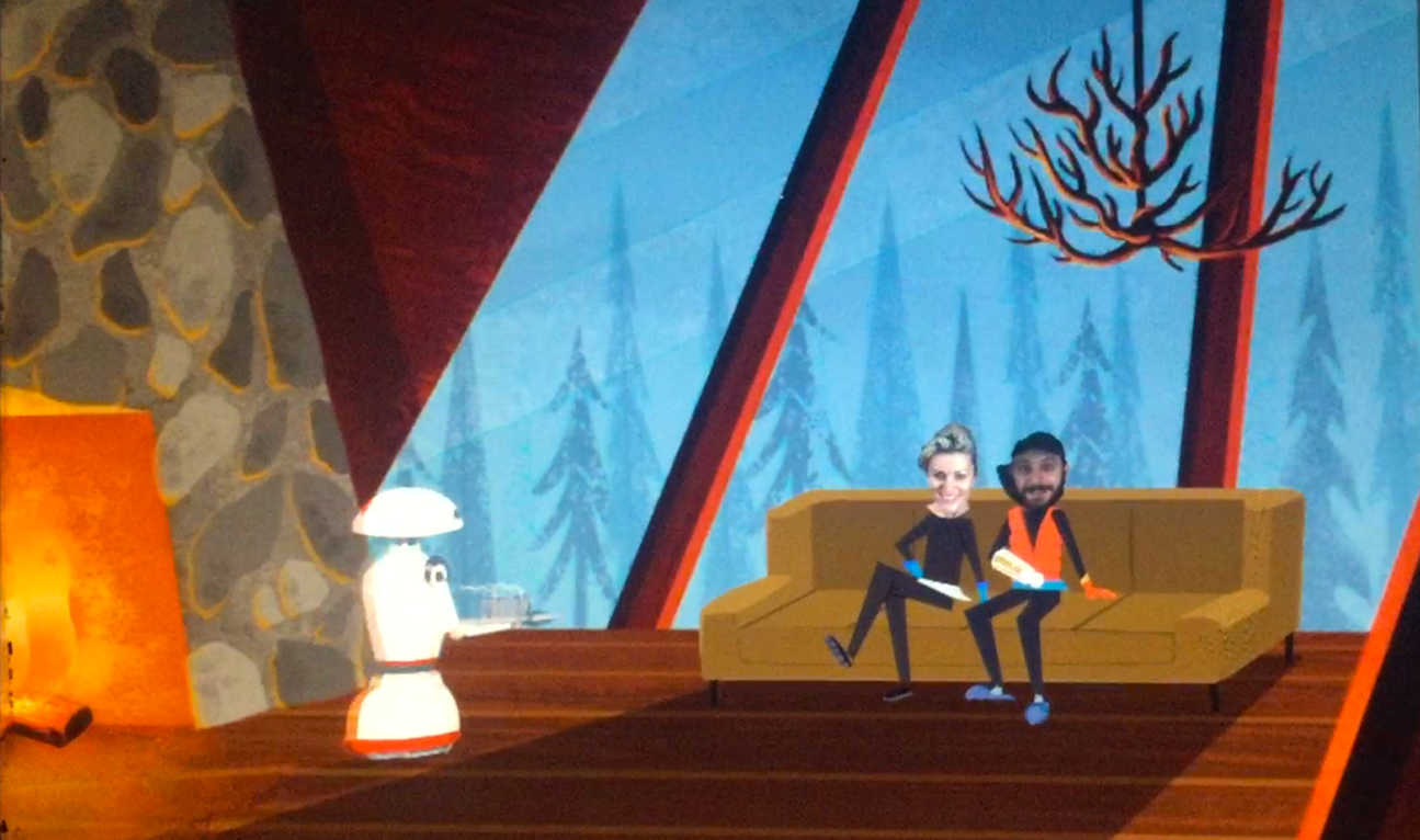 Me (left) and Ken (right) snapshot from the ride Spaceship Earth at EPCOT, DisneyWorld.