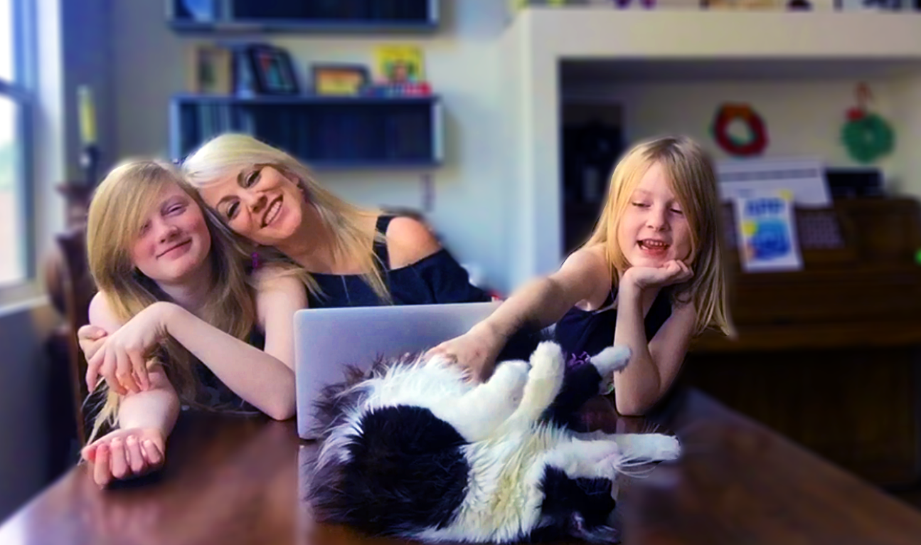 Sophia, Me, Zia and Adrian the cat. Photo taken in 2015.
