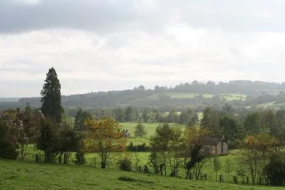 Valley between rain and sun en route from Saint Martin de la Lieue to Fervaques