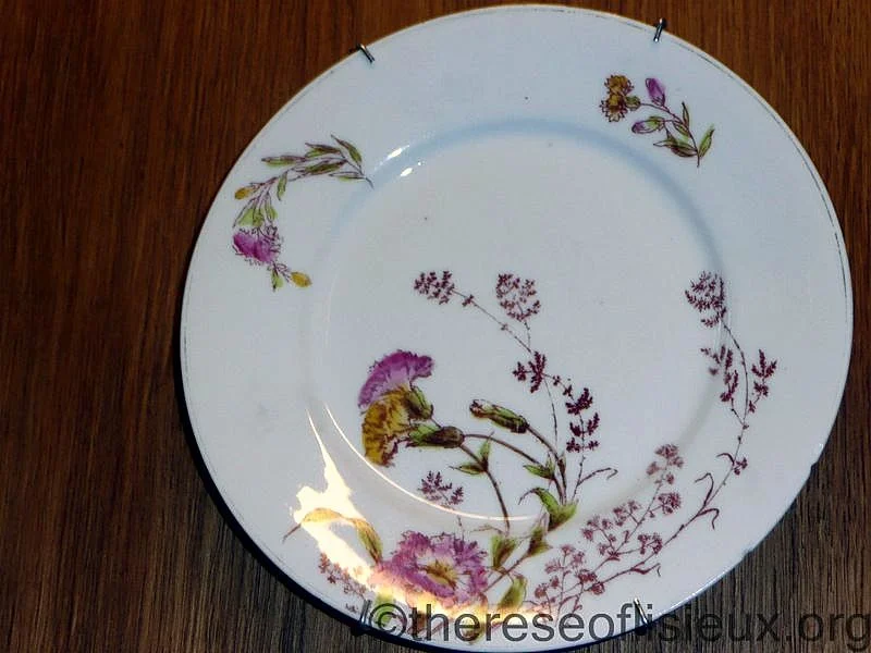 A dinner plate from Lousi and Zelie Martin's china set