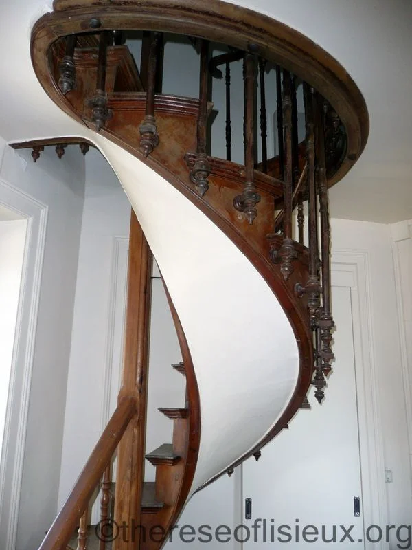 Stairs leading up to the bedroom, third floor of Louis Martin's Paviliion