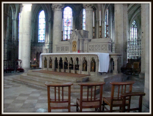 the altar of st. pierre's cathedral, in lisieux, donated by st. louis martin in december 1888
