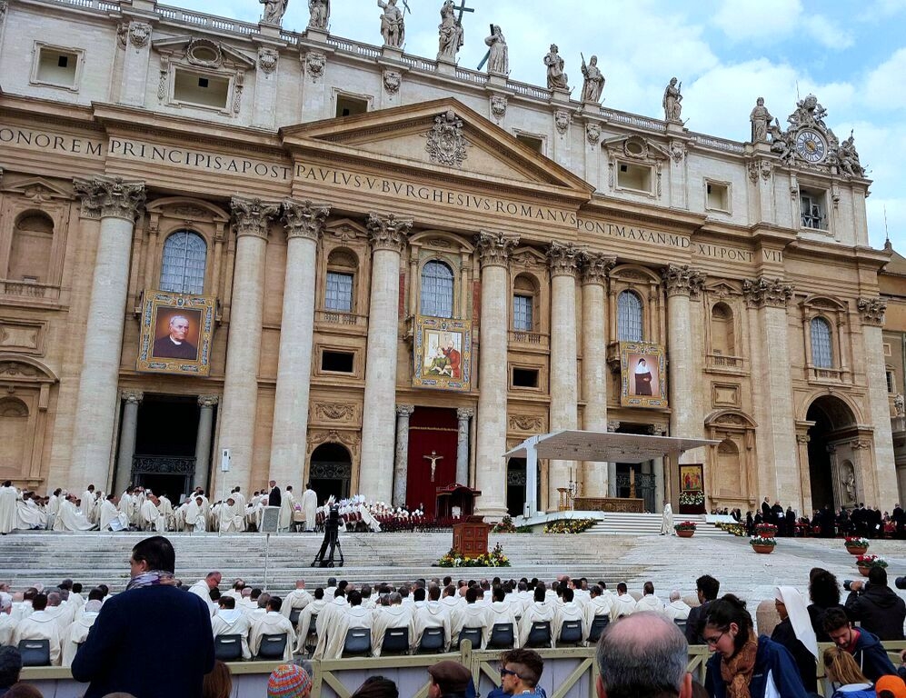 The view from our seats at the canonization