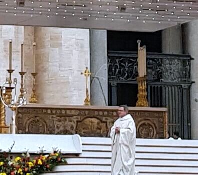 The altar of sacrifice reminded me of the altar Louis Martin donated to St. Pierre's Cathedral in Lisieux in 1888. 