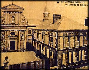 An early photo of the lisieux carmel. visitors entered the speakroom, where louis visited his daughters, through a door at the right of the chapel above.