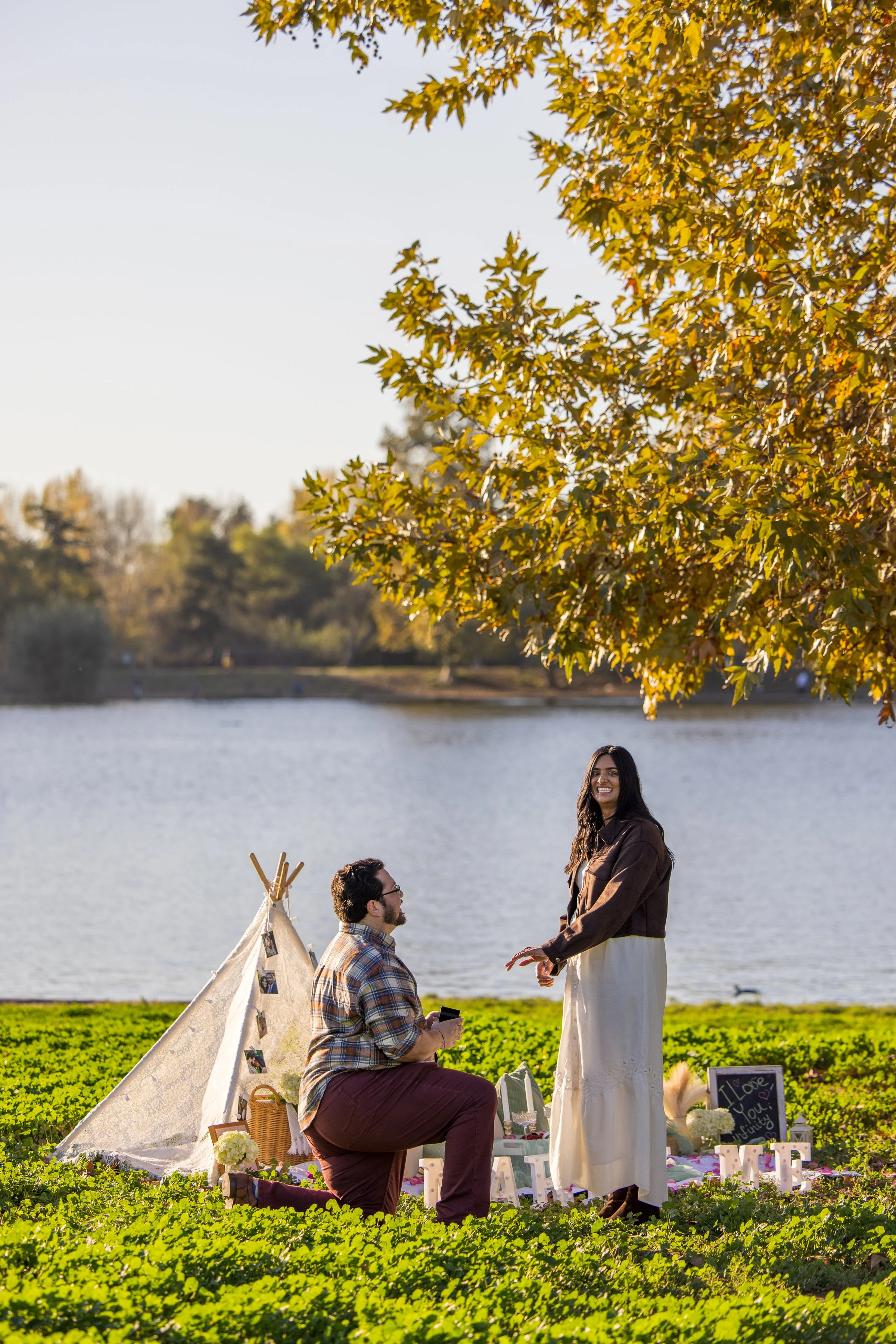 Lakeside Autumn Proposal at Lake Balboa, CA