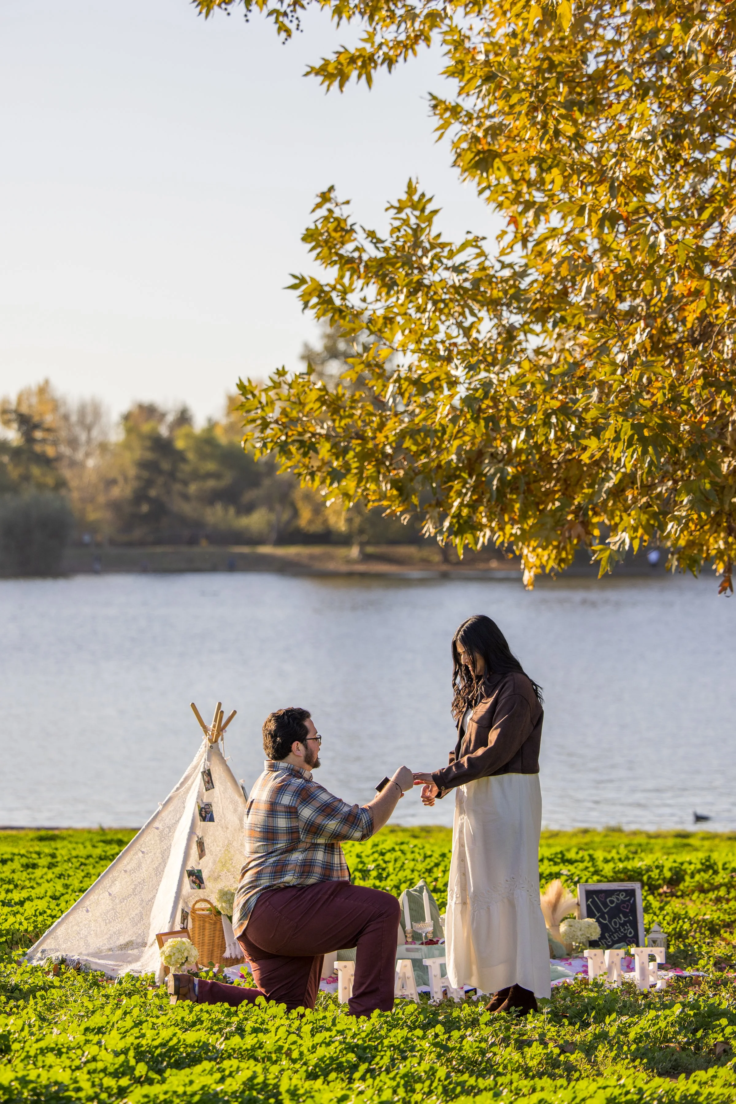 Lakeside Autumn Proposal at Lake Balboa, CA