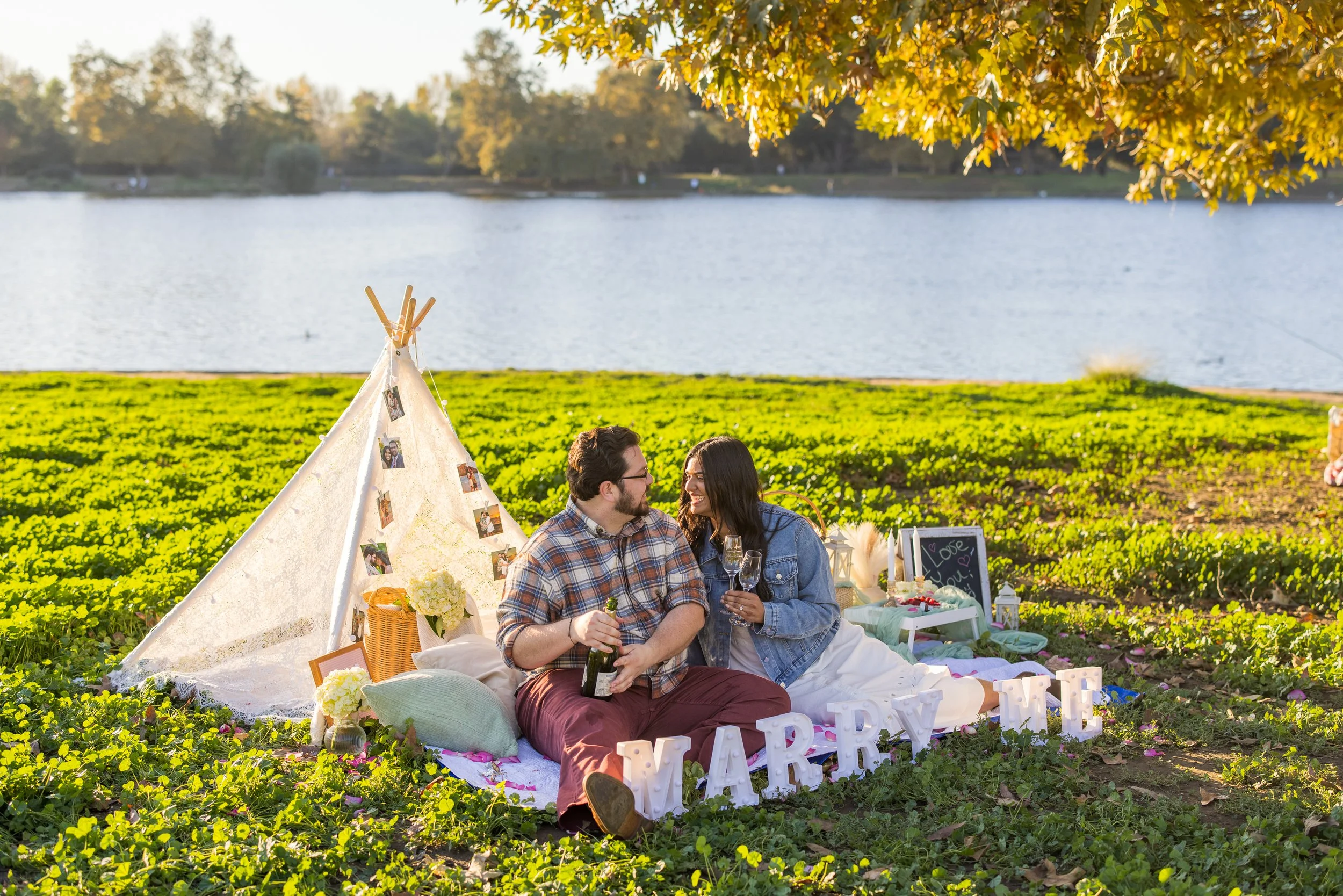 Lakeside Autumn Proposal at Lake Balboa, CA