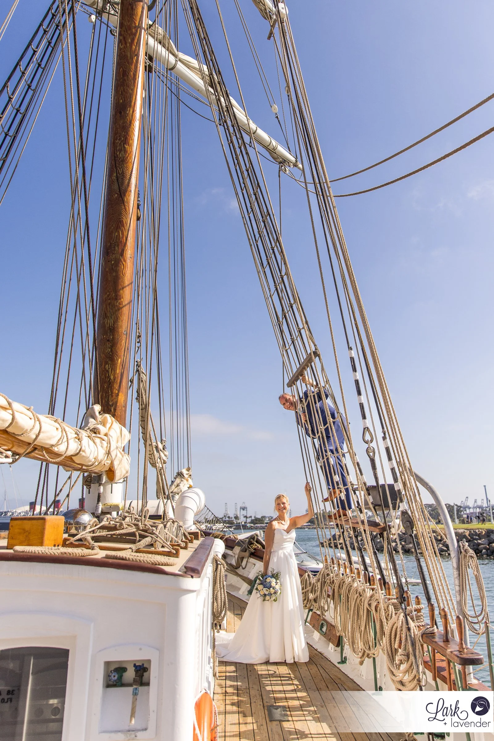 Historic &amp; Sea-Worthy Tall Ship &amp; Parkers' Lighthouse Wedding in the Long Beach Harbor, CA