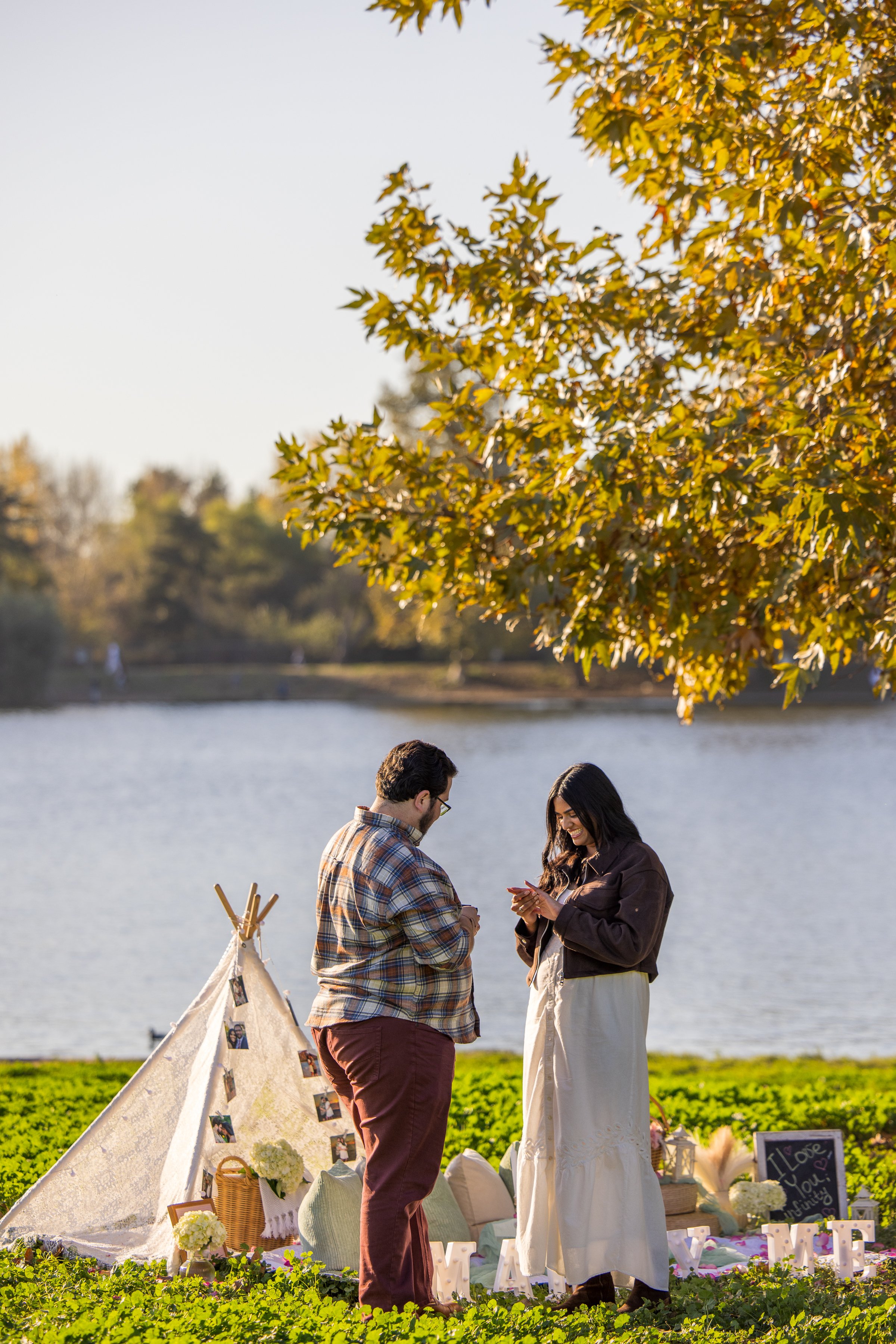 Lakeside Autumn Proposal at Lake Balboa, CA