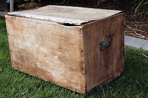 LARGE WOODEN BOX W/CASTERS - $25