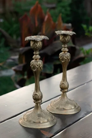 "ADONIA" - 13 inch - Ornate Brass Candlesticks RENT FOR $15/Each MORE DETAILS & PICS...
