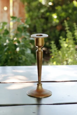 "LIORA" - Tarnished Brass Taper Candlestick RENT FOR $5 MORE DETAILS & PICS...
