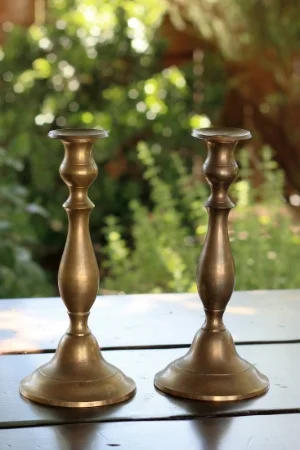 "NIERA" - TALL, Tarnished Brass Taper Candlesticks RENT FOR $8/Each MORE DETAILS & PICS...