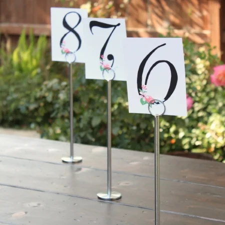12" tall, silver Table Number Stands - $2/ea MORE DETAILS & PICS...