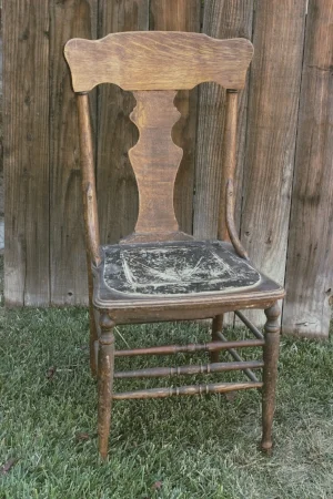 Rustic Wood Chair w/Leather Seat RENT FOR $15 MORE DETAILS & PICS...