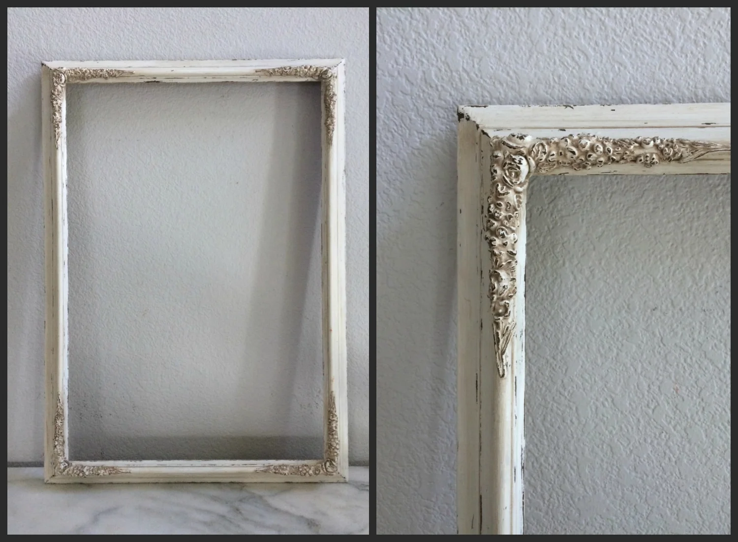 LG -OLD WHITE, FLORAL CORNERS - 17 X 25 - $15