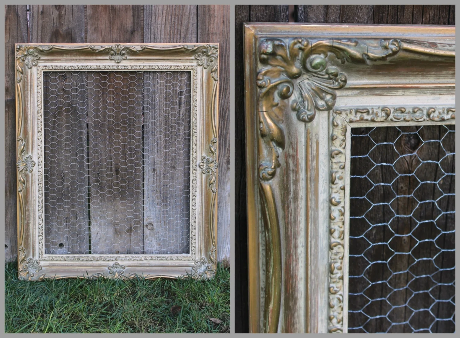LG - GOLD ORNATE- W/CHICKEN WIRE - $20
