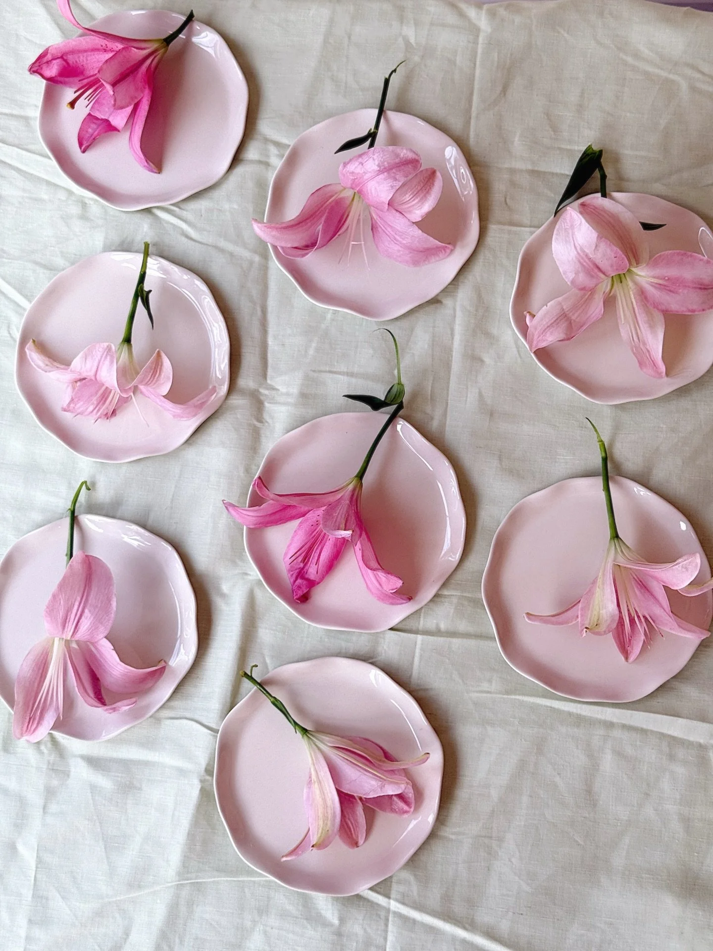 New love unlocked:  faded lilies on pretty plates 

This is the &ldquo;Flora Plate&rdquo;. I designed and made by hand, loved so much I sent it to Sri Lanka and had it ethically handcrafted in small batches. 

[very important PSA for tableware lovers