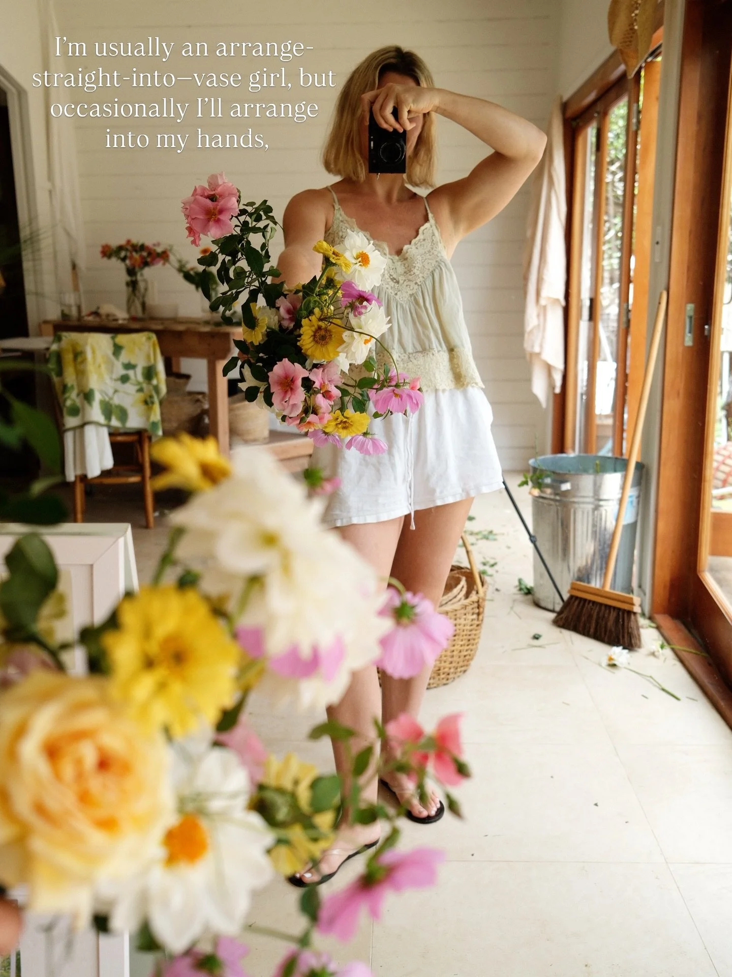 Which do you find easier?  Arranging into your hands or straight into a vase or chicken wire? 

If you&rsquo;re struggling with arranging straight into a vase or chicken wire, this could be your answer.  I also find it somehow a lot quicker &mdash; j