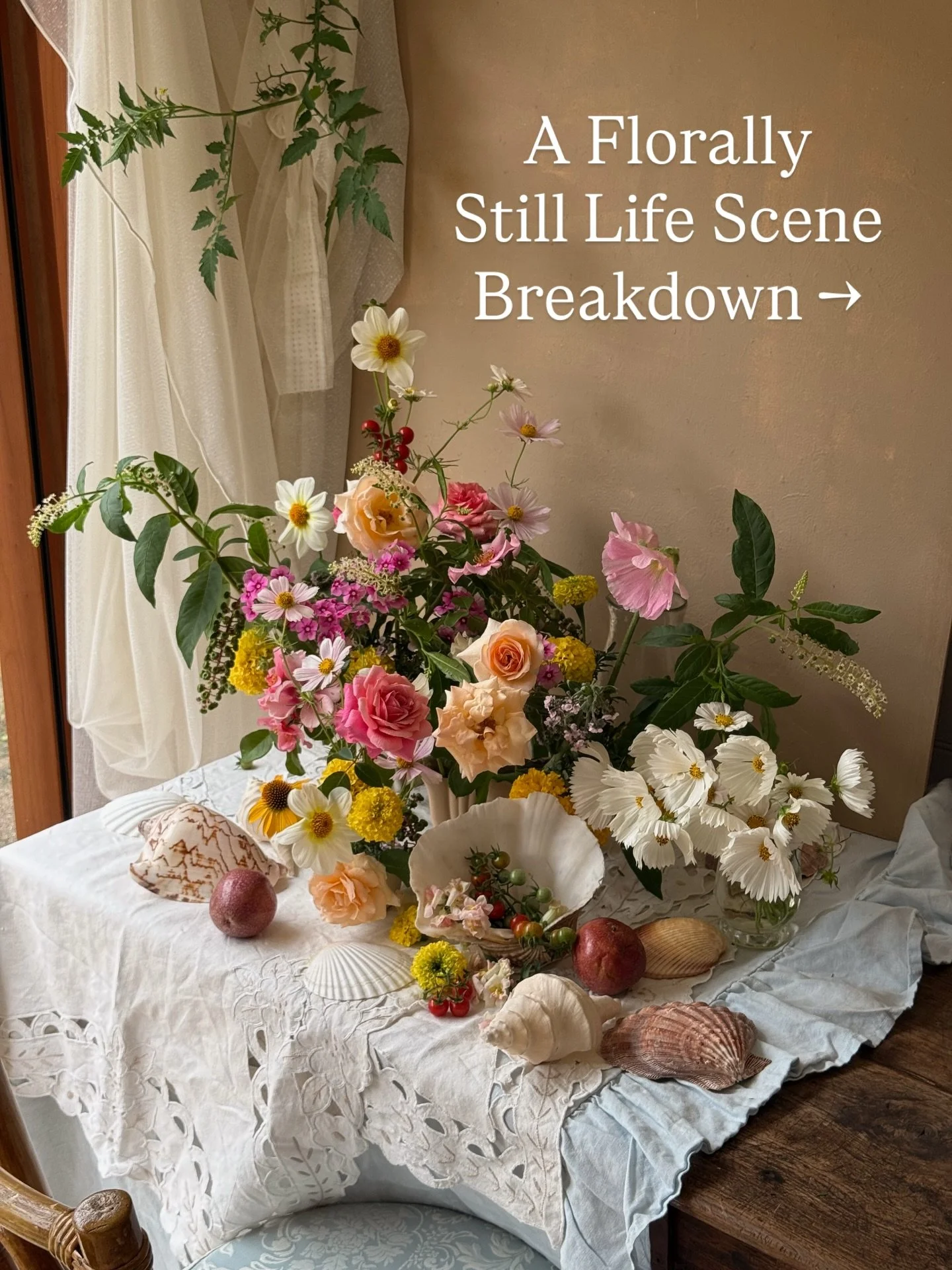 Here&rsquo;s a few basics of arranging a florally still life scene 💁&zwj;♀️ my favourite thing to design, especially extended along tables.
 
LMK your favourites props to use when designing or setting the table 👇 

FYI, I&rsquo;m also pinning this 