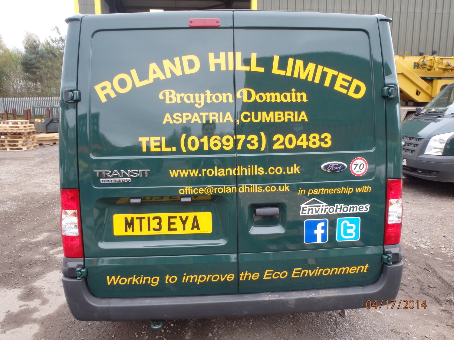 The new logos added to the back of the van